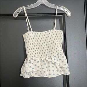 Polka Dot Smocked Ruffle Top